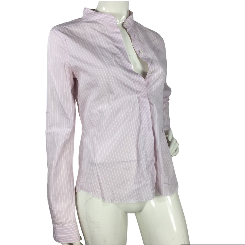 Theory Ganesa Button Up Shirt Pink White Stripes S
